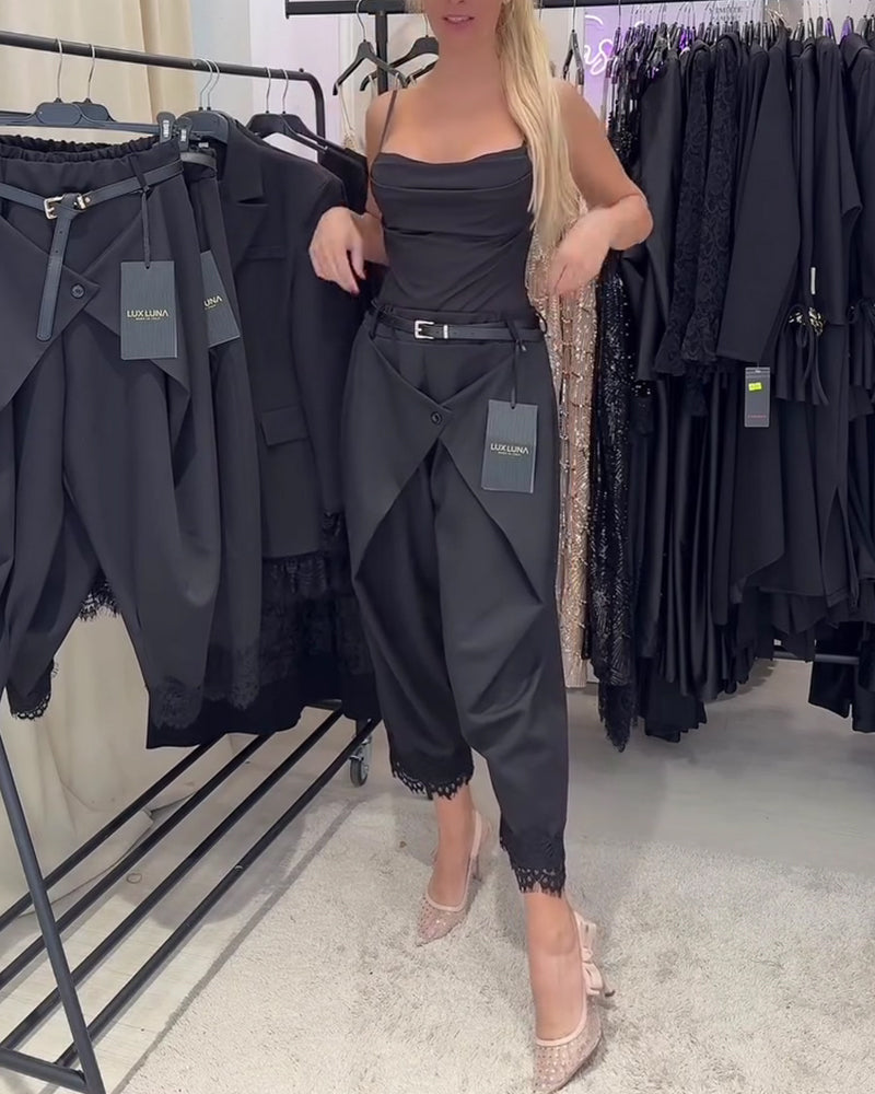 Fashionable Lace Stitching Harem Pants