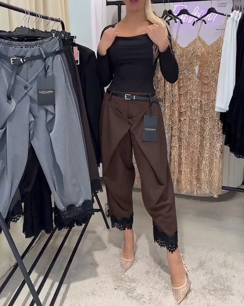 Fashionable Lace Stitching Harem Pants