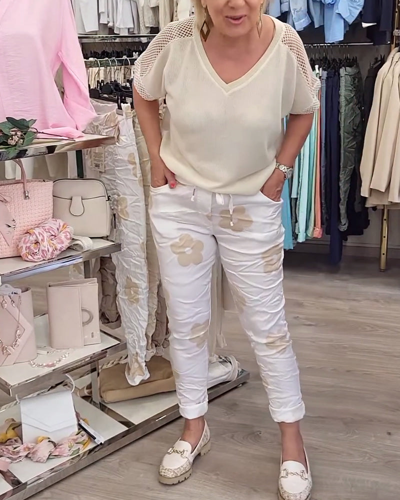 Casual Print Drawstring Pants