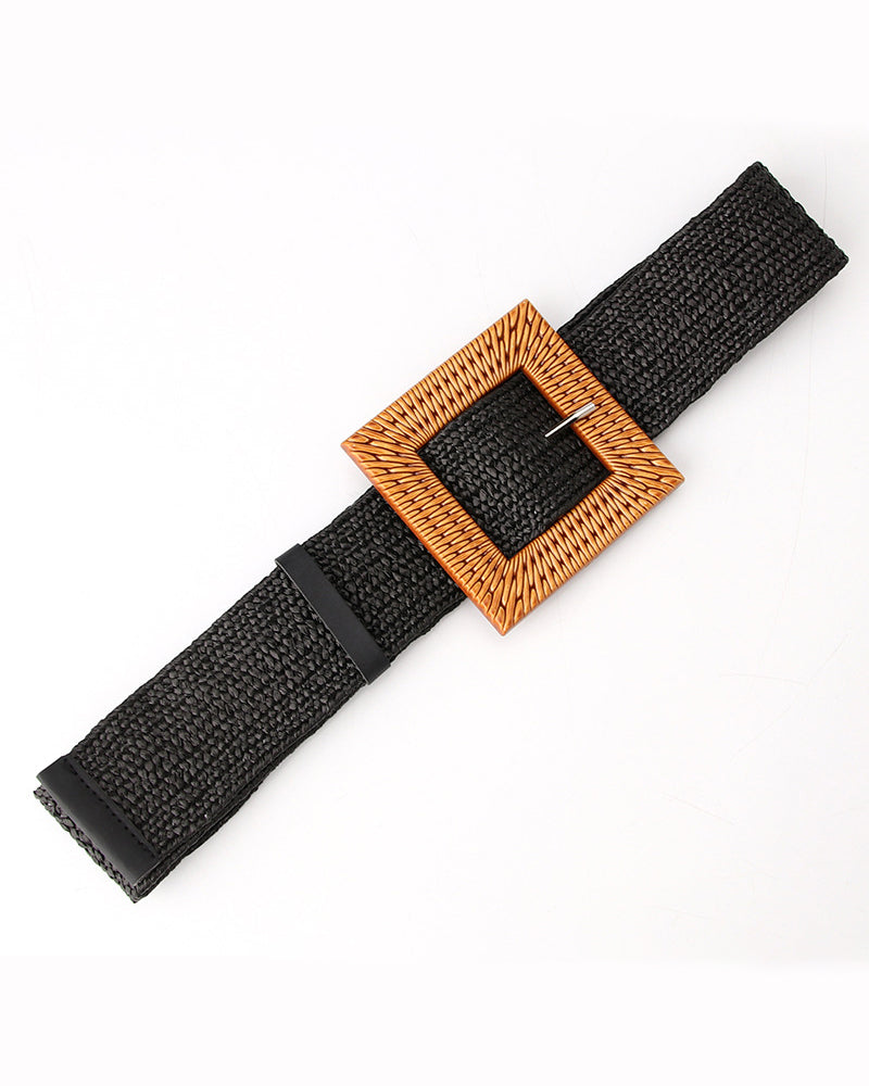 Grass woven ladies elastic belt